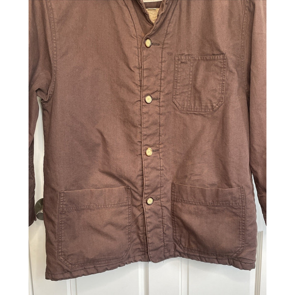 Vtg Structure Men's Chore Jacket Sz M Leather Collar Sherpa Lined Work Barn Farm - Picture 4 of 16